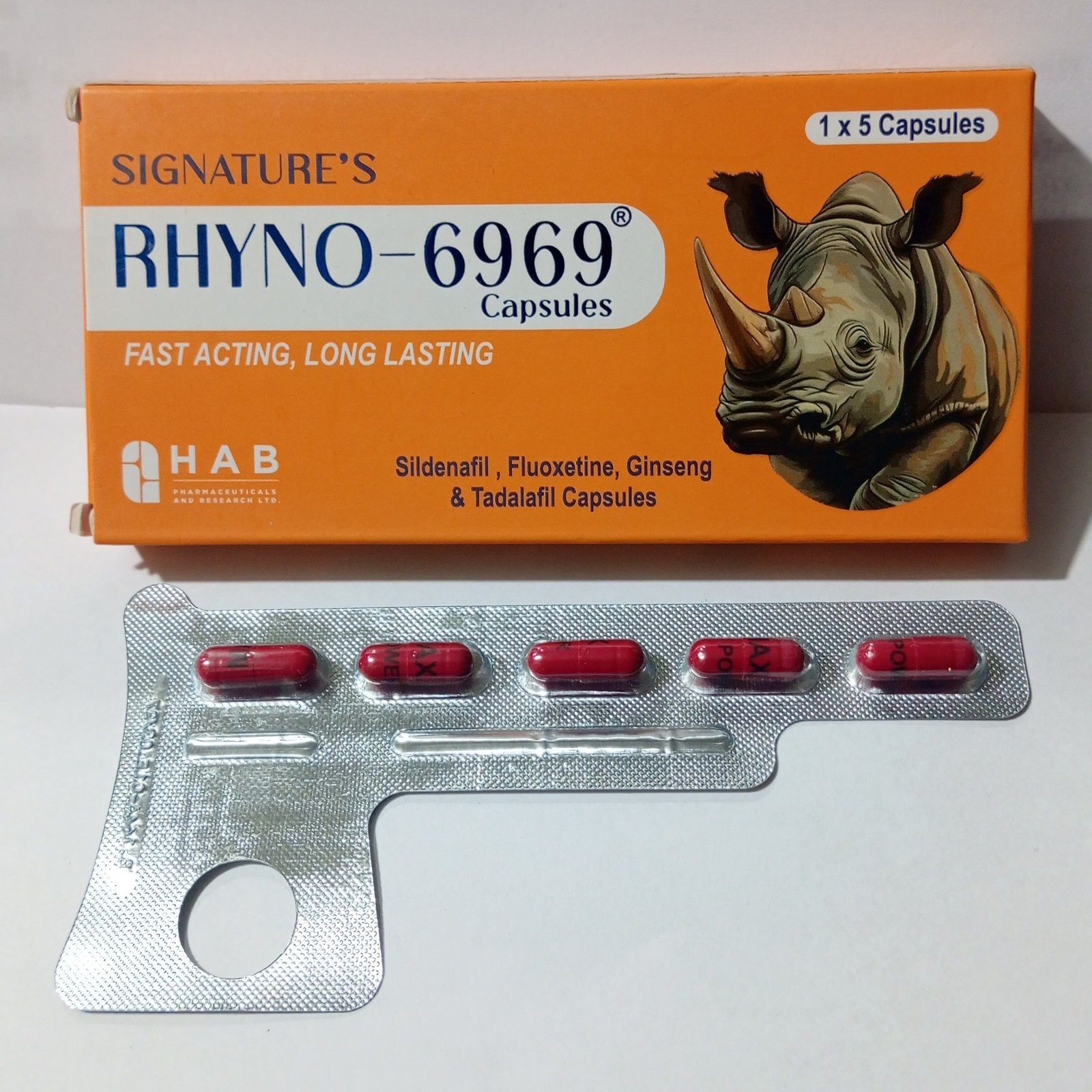 Rhyno Capsules (Sildenafil Fluoxetine Ginseng Tadalafil)